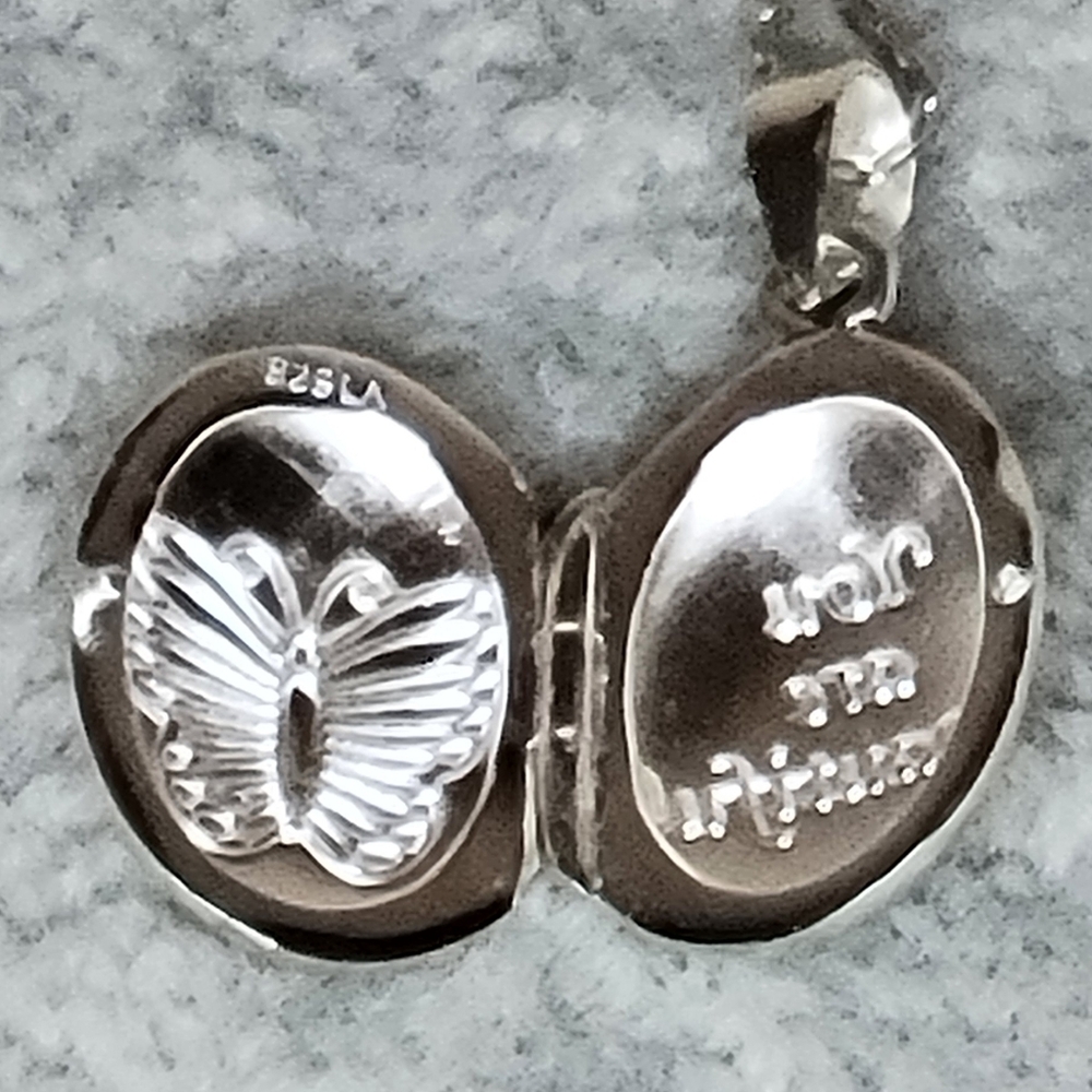 Sterling Silver Butterfly Locket With Sterling Silver Chain - Picture 9 of 11